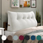 WOWMAX Triangular Headboard Pillow Full Bed Wedge Pillow for Headboard Large Bolster Pillow for Bed Wedge Pillow Headboard Daybed Pillows with Removable Cover, Velvet(100% Cotton), White