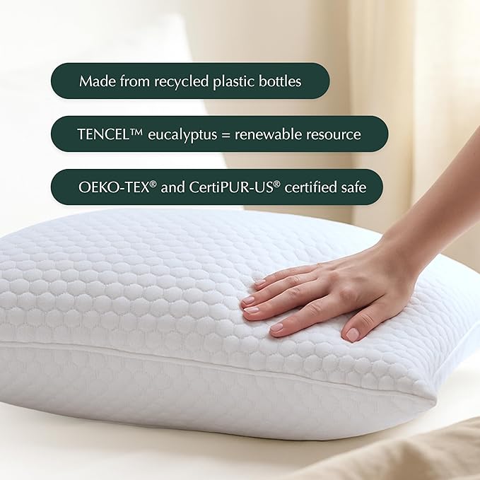 Buffy Cloud Cooling Pillow, 2nd Gen Adjustable Foam Pillow, Ice Cold All Night, CertiPUR-US® Certified, Washable Cover, Standard & King Sizes (King)