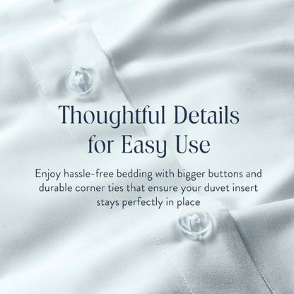 Brooklinen Luxury Sateen Duvet Cover - 100% Cotton, King/California King Size in Sky with Extra-Long Corner Ties and Button Closure - Best King/Cali King Duvet Covers