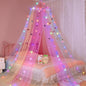 FIOBEE Bed Canopy for Girls Room Bed Canopy Curtains with Led Lights Mosquito Net DIY Princess Room Décor with Stars Butterflies for Kids Bedroom, Multi-Color