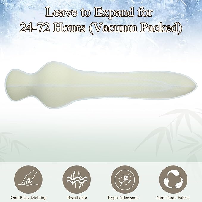 Mermaid Body Pillows for Adults, Cooling Long Pillow for Bed, One Piece Full Body Pillow, Big Memory Foam Firm Body Pillow for Side Sleepe, Soft Hugging Bodypillow for Pregnancy