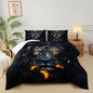 Black & Gold Queen Comforter Set Lion，Lion Queen Size Bedding Set，with 1 Comforter with 2 Pillow Case，Animal Bedroom Decor for Boys Kids Man