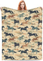 Horse Blanket Animal Grass Pattern Print Flannel Throw Blankets for Home Couch Bed Sofa Soft Fuzzy Lightweight Decor Gifts for All Season 50x40 Inches