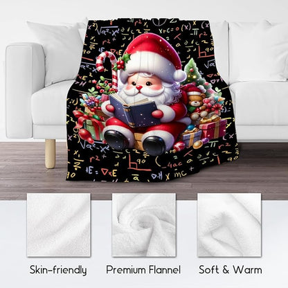 Mercuryelf Christmas Blanket for Book Lovers - Kids Toddler Blankets Gifts - 40x50 Inch Cozy Flannel Throw for Couch, Office