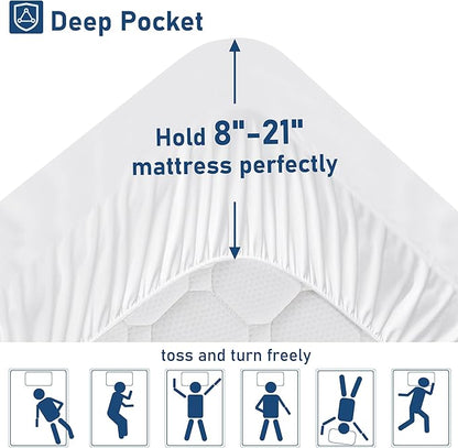 Twin XL Mattress Topper Extra Thick Pillowtop Cooling Plush Mattress Pad Cover Protector with 8-21 Inch Deep Pocket 3D Snow Down Alternative Fill White