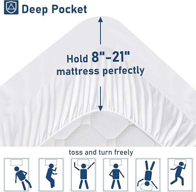 California King Mattress Topper Extra Thick Pillowtop Cooling Mattress Topper Plush Mattress Pad Cover Protector with 8-21 Inch Deep Pocket 3D Snow Down Alternative Fill White