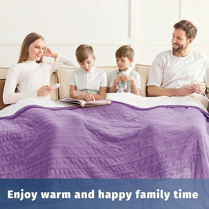 Heated Electric Blanket King Size - 90" x 100" Heating Blanket with Dual Control, 10 Heating Levels & 8 Hours Auto Off, Soft Warm Flannel Blanket, Christmas Birthday Gifts for Senior Grandma