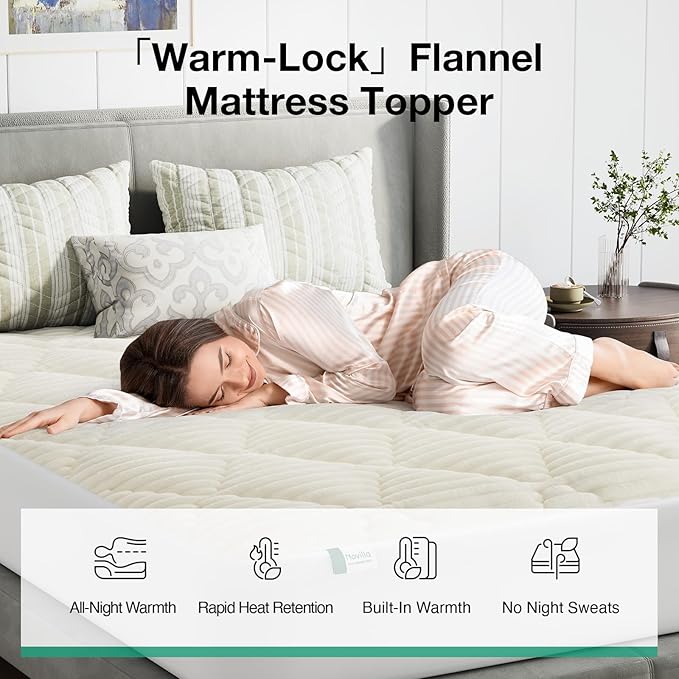 Novilla King Mattress Topper - Cloud-Like Softness Mattress Pad with Plush Flannel, Electric Blanket Alternative for Cold Sleepers, Deep Pocket 8-21 Inch, Machine Washable