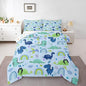 Feelyou Boys Dinosaur Toddler Bedding Sets Twin Size Girls Blue Green Dinosaurs Comforter Set Cute Cartoon Dino Rainbow Down Comforter Quilt Kids Room Decor Reversible Stars Bed Set for All Seasons