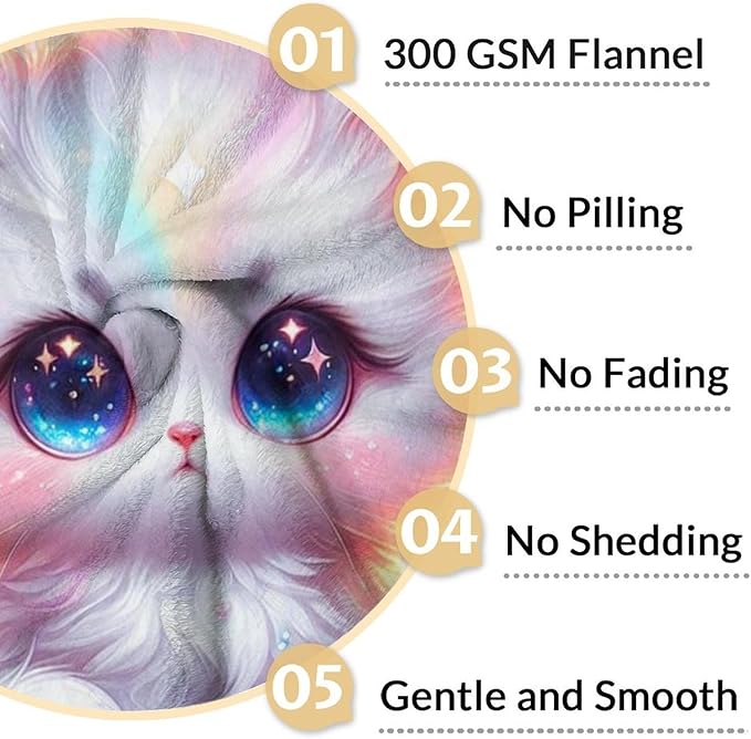Kids Blankets Gift Girls Blanket for Cat Lovers 6-8 - 40" x 50" Inches Warm, Cozy & Fuzzy Throws for Sofa, Office