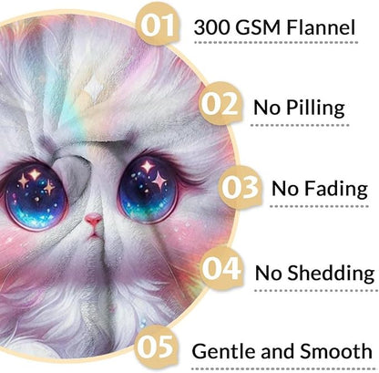 Women Blankets Cat Throw Blanket Gifts for Adult - 60" x 80" Inches Breathable Fuzzy Throws for Bed, Living Room