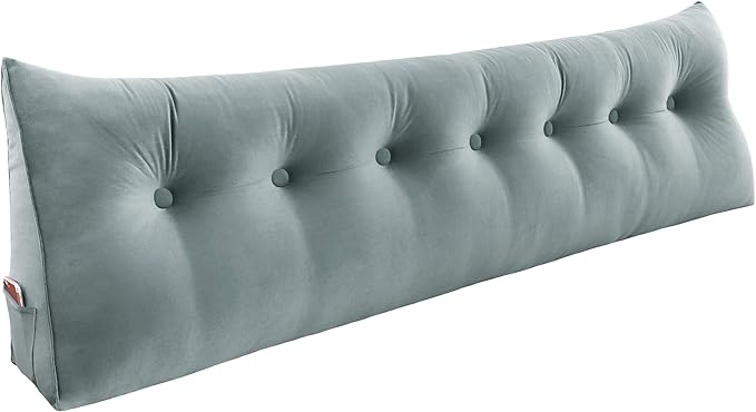 WOWMAX Headboard Wedge Pillow King Triangular Headboard Pillow Bed Wedge Pillow for Headboard Bolster Pillow for Bed Wedge Pillow Headboard Daybed Pillows, Velvet(100% Cotton), Gray