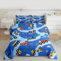 Feelyou Construction Comforter Set Toddler Size Equipment Trucks Bedding Set for Kids Boys Girls Excavator Tractor Duvet Quilt Construction Vehicles Bedroom Decor Yellow Red2 Pcs with 1 Pillow Cases