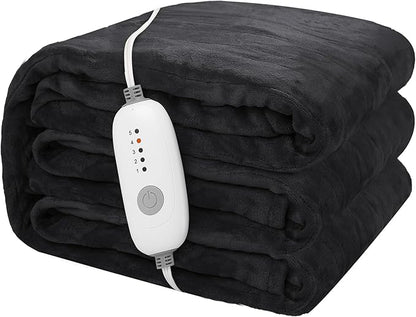 Electric Heated Blanket 62"x84" Twin Size Microplush Cover Blanket, 5 Heat Settings & 10 Hours Auto Off, Cozy & Warm for All Night, Machine Washable, Iron Grey