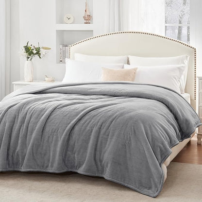 Sealy Electric Blanket King, Flannel Heated Blanket King Size with 10 Heating Levels & 1-12 Hours Auto Shut Off, Machine Washable, Light Grey, 100 x 90 Inch