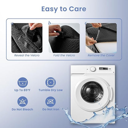 Sasttie Wedge Pillow for After Surgery, Adjustable Bed Wedge Pillow Headboard for Acid Reflux, Sleeping, Neck & Back Support, with Removable Cover, Black