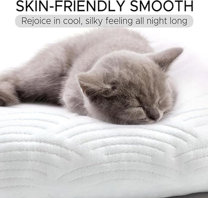 Body Pillow for Adults - Soft Long Bed Pillows Insert for Sleeping - Shredded Memory Foam & Removable Washable Cover - Swan Shaped Side Sleeper Pregnancy Pillow 49 Inch (White Tencel)