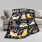 Cat Throw Blanket,Bible Verse Blanket, Christian Gifts, God Says I am Print Blankets, Meaningful Thoughtful Religious Gifts for Girls,Cat Lover Room Bed Decoration, 30"x40"