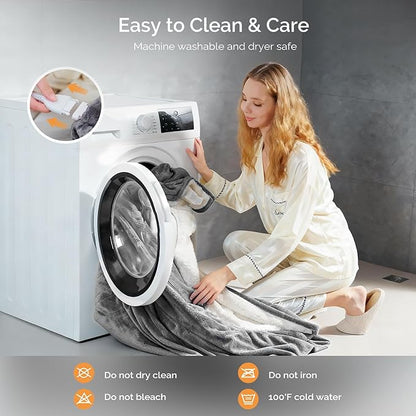 Heated Blanket Electric Blanket King 100"x90" Heating Blanket with Dual Control 10 Heat Levels & 10 Hours Auto-Off Overheat Protection Cozy Soft Flannel King Size Blanket Fast Heating Machine Washable