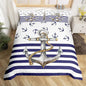 Anchor Duvet Cover Set King Size, Blue Ocean Navigation Theme Print Comforter Cover for Adult Couple Bedroom Present, Dark Blue and White Stripes Decorative Bedding Set with 2 Pillowcases