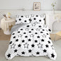 Axolotl Kids Queen Bedding Comforter Set,3Pcs Super Cute Soft Black and White Stars Quilt Set Bed in A Bag with 1 Comforter 2 Pillowcases for Kids Boys Girls Teens Adults Room Decor All Season