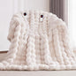 Heated Blanket King Size with 1/2/4/6/8 Hours Auto-Off 10 Heat Level, 91'' * 101'' Cozy Faux Rabbit Fur Bubble Electric Blanket with Overheat Protection(White)