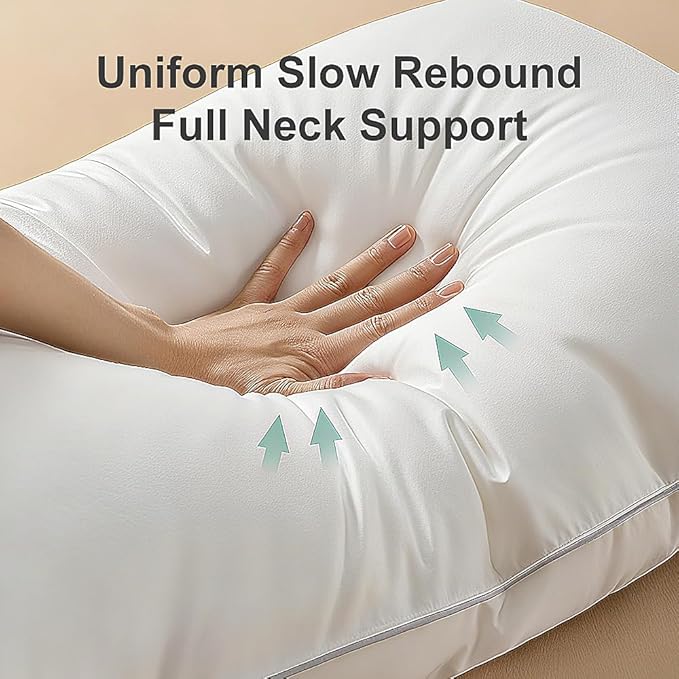 Shatex Soft Bed Pillows Available for All Season, Pillows for Sleeping Queen Size Relieve Cervical Fatigue Ergonomic Pillow Ultra Cozy and Breathable, 1 Pack, White