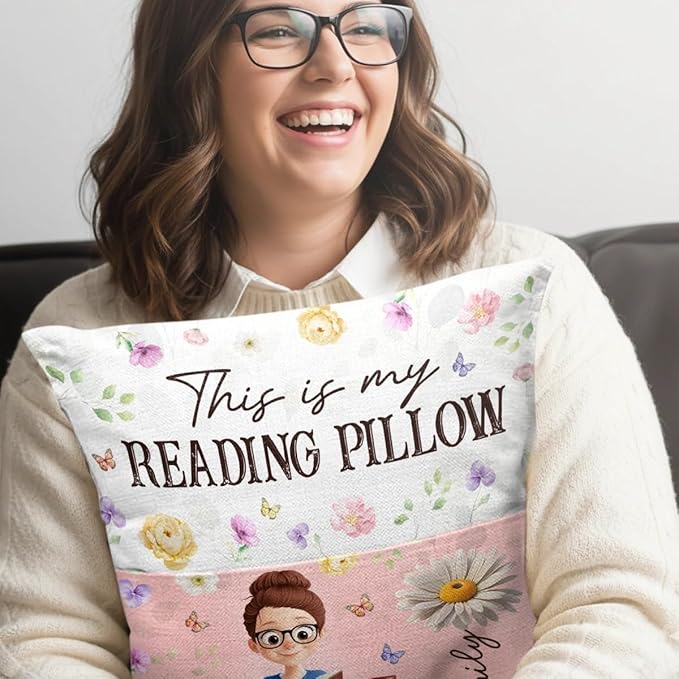 Pawfect House Custom Pocket Pillow (Insert Included), Personalized Bookish Gifts for Book Lovers, Bookworms, Readers, This is My Reading Pillow, Birth Month Flower Pillow, Book Reading Pillow