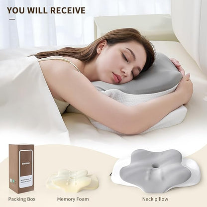 Cervical Pillow for Neck and Shoulder Pain Relief, Contour Memory Foam Ergonomic Neck Support Pillows with Washable Pillowcase for Side Back Stomach Sleepers