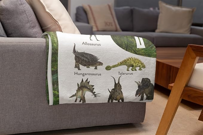 Personalized Dinosaur Blanket for Kids, Ships Next Day - Dino Throw Blanket for Boys and Girls, Toddler Bed, Room & Bedroom Decor - Educational Blankets for Children - USA Based (50x60, Sherpa)