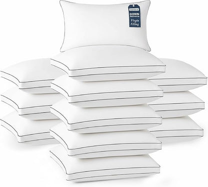 LANE LINEN Pillows Standard Size Set of 12 - Medium Soft Support Gusseted Hotel Quality Pillows for Sleeping, Oeko Tex Certified, Down Alternative Perfect for Back, Stomach or Side Sleepers - White