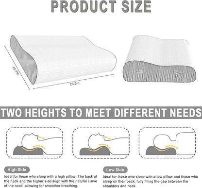 Cervical Pillow for Neck Pain Relief, Memory Foam Pillow, Ergonomic Adjustable Contour Bed Pillow for Side, Back & Stomach Sleepers (1, 23.6 * 15.7inch)