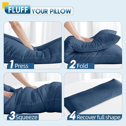 MAGIC ELEPHANT Body Pillow, Memory Foam Body Pillow for Adults, Long Pillow for Bed and Sleeping, Full Long Bed Pillow Insert with Cover (Blue, 20x54 Inch)