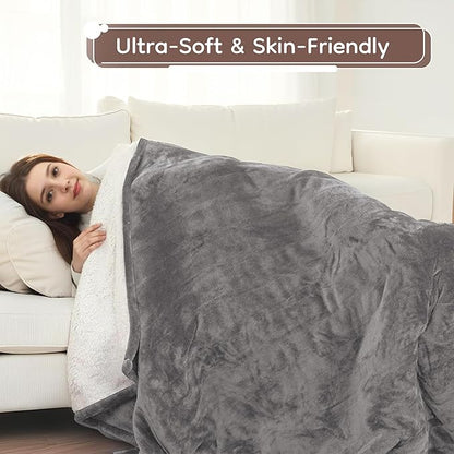 Electric Heated Blanket Full Size - 72"x84", Soft Flannel Heating Blanket, 10 Heating Levels, 1-12 H Auto Shut Off, Breathable Warm and Washable for Bed, Light Grey