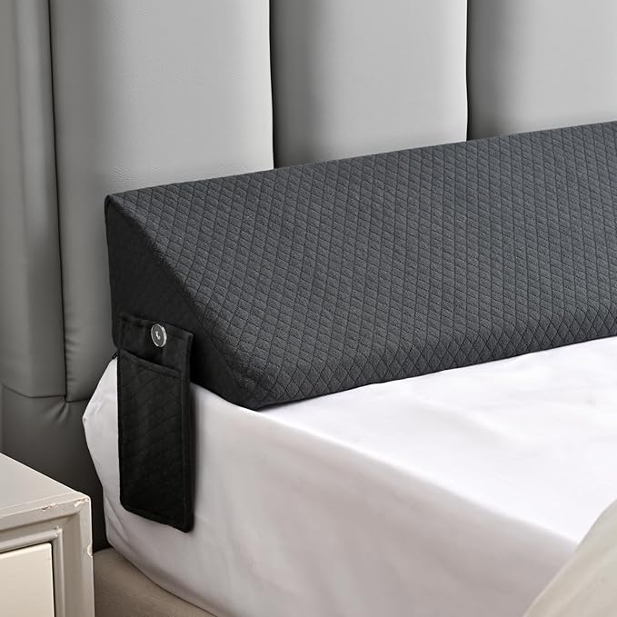Twin Bed Wedge Pillow for Headboard Gap Filler Pillow Plus (0-8")Mattress Wedge Gap Filler Twin Between Wall and Mattress,for College Dorm,Sleeping Backrest Headboard Pillow Dark Grey Bedroom Decor