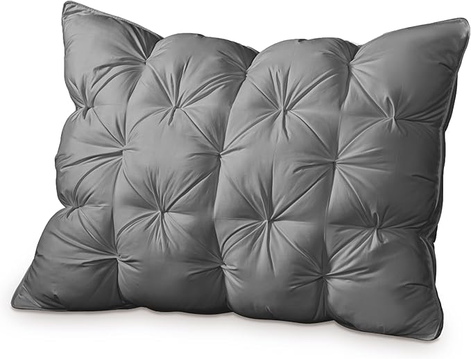 ZUBISU Standard Size Luxury White Goose Down Pillow,800 Fill Power Fluffy and Soft Hotel Feather Pillow,Ideal Bed Pillows for Side Sleepers,Pack of 1 (Standard, Grey)