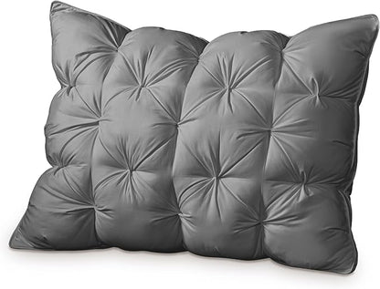 ZUBISU Queen Size Luxury White Goose Down Pillow,800 Fill Power Fluffy and Soft Hotel Feather Pillow,Ideal Bed Pillows for Side Sleepers,Pack of 1 (Queen, Grey)