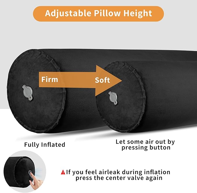 EULANT 47inch Inflatable Long Bolster Body Pillow for Adults Pregnant,Travel Body Pillow Hug Pillow for Bed,Round Cervical Roll Cylinder Bolster Pillows for Hugging Sleeping,Back etc