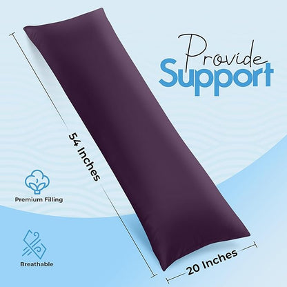 Utopia Bedding Full Body Pillow for Adults (Purple, 20 x 54 Inch), Long Pillow Insert for Sleeping, Ideal for Side Sleepers