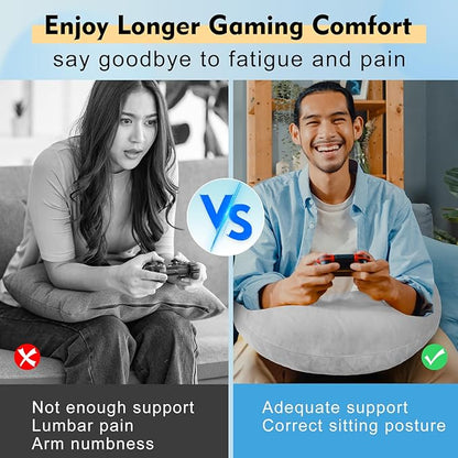 Gaming Pillow Arm Support Pillow for Bed & Sofa: Ergonomic U-Shaped Lap Pillow with Elbow Rest for Adults & Kids - Reduces Arm Pain & Fatigue During Gaming, Reading, Working & Crocheting