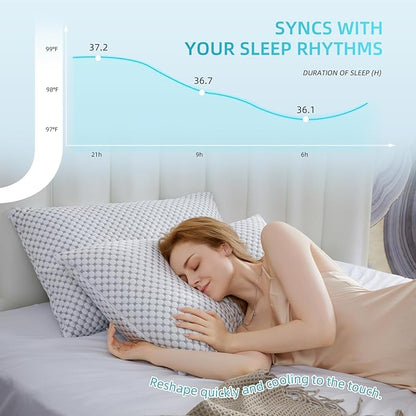 SAPHREAS Cooling Bed Pillows Queen for Sleeping, Luxury Hotel Shredded Memory Foam Pillows for Back Side Stomach Sleepers, Cool Firm Pillow for Neck Support