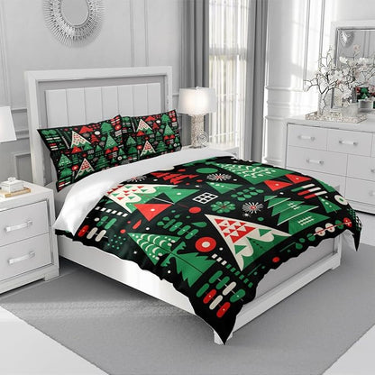 Christmas Duvet Cover Bedding Sets King Size for Kids Girls Teens, Christmas Petal Country Bedding Décor, 1 Duvet Cover and 2 Pillow Shams - 80x90 inches
