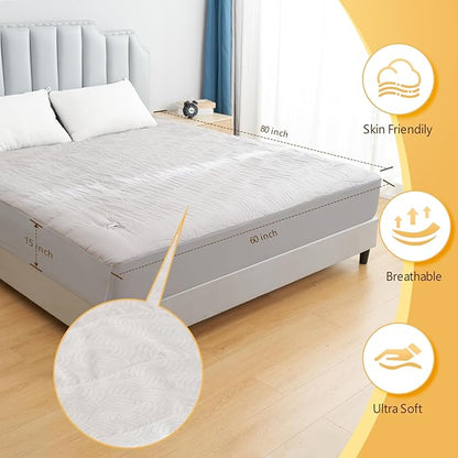Electric Mattress Pad Queen Size 60"x80",6 Heating Levels & 1-10 Hour Auto Shut Off,Warm and Soft Comfort Fabric with 15 Inch Deep Pocket,Machine Washable,Gray