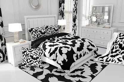 Castle Fairy Halloween Bat Duvet Cover Queen Size,Black Bats Silhouette Animal Print Polyetser Bedding Set (Not Comforter),Happy Holiday Gothic Style White Comforter Cover for Bedroom, Zipper, Ties