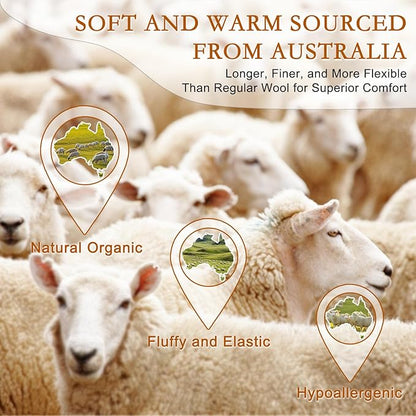 YOUR MOON Wool Fleece Mattress Pad Twin – Organic Australian Wool Plush Mattress Topper, 370GSM Velvet Breathable Bed Mattress Cover with 16" Deep Pocket, 39"x75", White