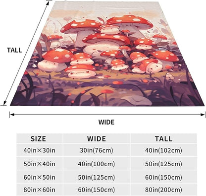 Cute Cartoon Mushroom Blanket Gifts Weed Flannel Throw Blankets for Home Decor Couch Bed Sofa Soft Fuzzy Lightweight for All Season 50x40 Inches