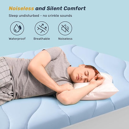 Unikome Ultra Soft Waterproof Queen Size Mattress Pad, Cooling Mattress Protector for Hot Sleepers, 5-Layers Noiseless Washable Mattress Cover with 8"-21" Deep Pocket (Light Blue, 60x80)