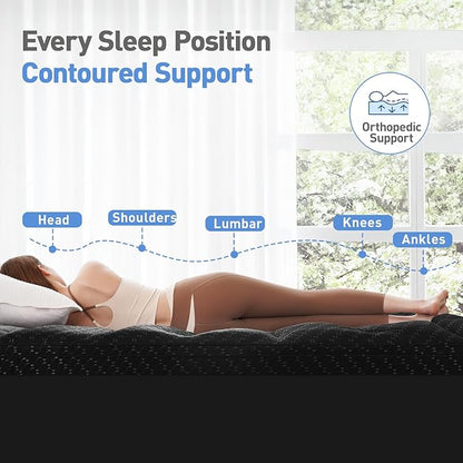 Dual Layer 3 Inch Memory Foam Mattress Topper California King Size, 2 Inch Gel Memory Foam Plus 1 Inch Cooling Pillow Top Mattress Pad Cover, with 8-21 Inch Deep Pocket, Black