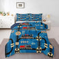 Erosebridal Cartoon Train Bedding Sets Twin for Toddler Kids Boys Vintage Steam Engine Comforter, Travel Railway Track Transportation Bedding Construction Traffic Signs Retro Car Decor Quilt