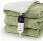 Heated Blanket Electric Blanket Twin Waffle, 62x84 Inches Sherpa Fleece Fast Heating Blanket 6 Heating Levels & 10 Hours Auto Off ETL Certification, Sage Twin
